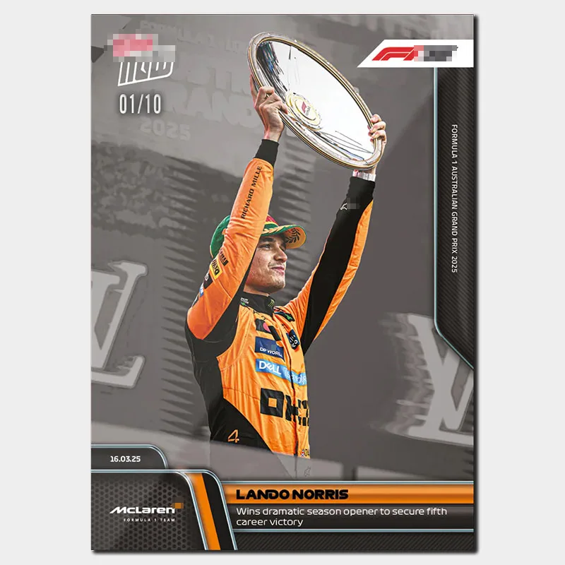 Topps Now 2025 Tarjeta de Fórmula 1 13 Lando Norris Diy Homemade F1 Racing Car Stat Autógrafo Tarjetas comerciales Colección de regalos de cumpleaños