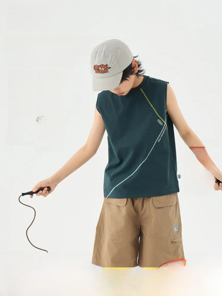

Mipo Summer Children's Vest Quick Dry Anti-Wrinkle Outdoor Sun Protection Boys Breathable Strapless Sleeveless Top