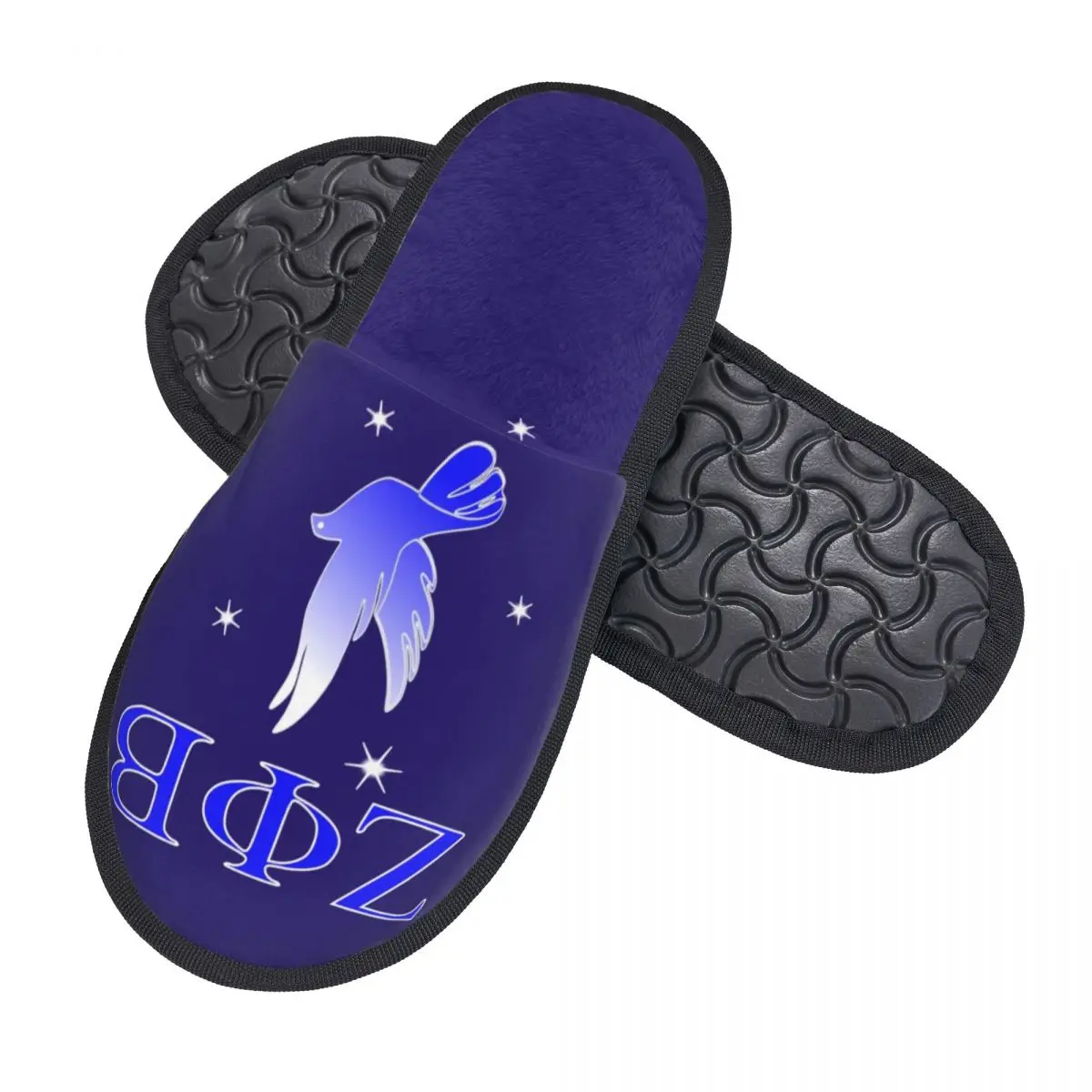 Zeta Phi Beta And 5 Stars House Slippers Women Cozy Memory Foam Sorority ZOB Slip On Bedroom Slipper Shoes