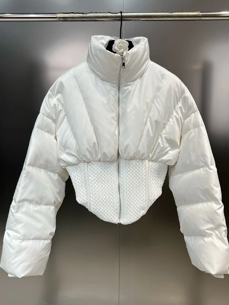 Spice-Chaqueta de plumón de pato blanco para mujer, abrigo elegante ajustado con cintura ajustada, de alta calidad, color negro, a la moda, para invierno, 2023