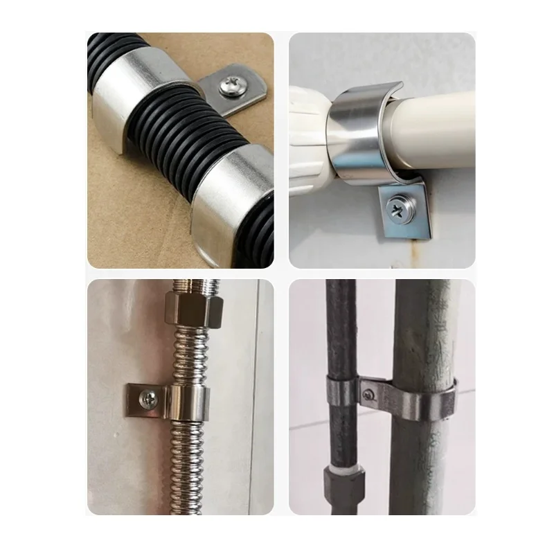 M5 ~ M200 304 Stainless Steel P Type Single /Double Side Lathedog Conduit Tube Hose Pipe Fixed Mounting Bracket Clip Clamp