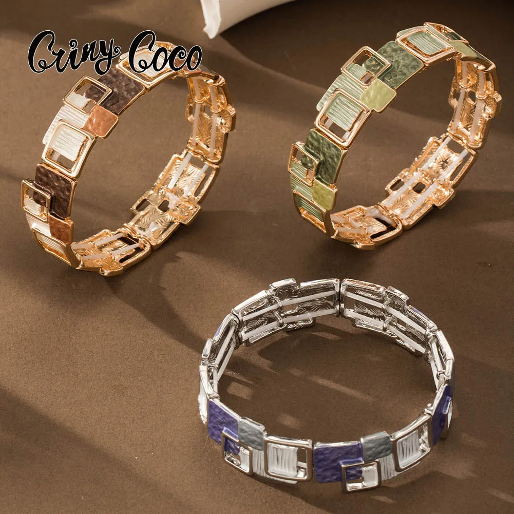 

Cring Coco Fashion Bracelet Foldable Stretchable Square Elegant Simple Jewelry Bracelet Zinc Alloy Bracelet Valentine's Day Gift