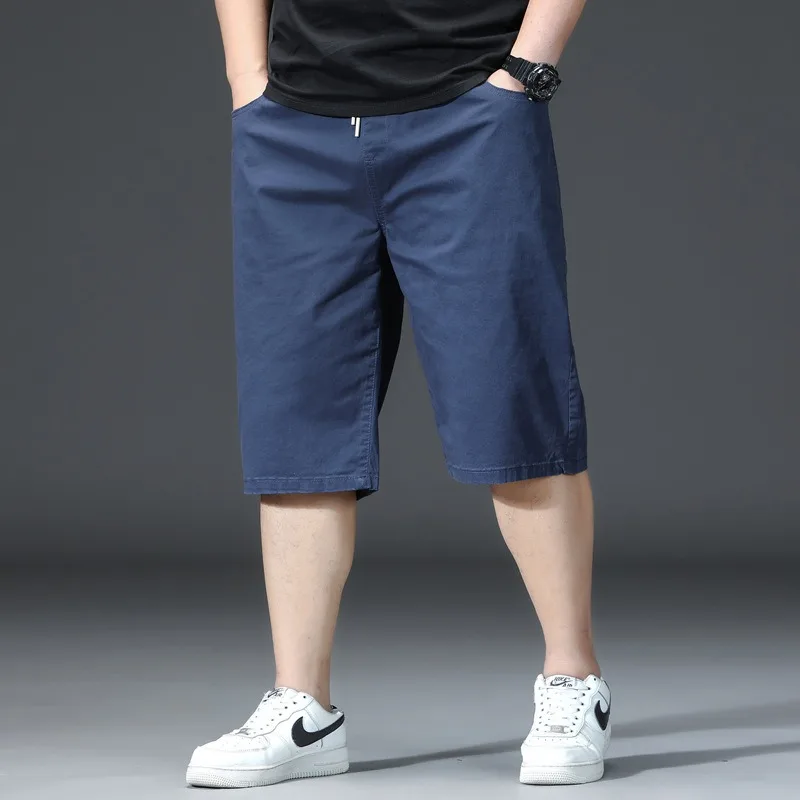 

Мужские летние шорты, повседневные, эластичные, больших размеров, 5XL, 6XL, 7XL, свободные, прямые, цвета хаки и синего, для мальчиков