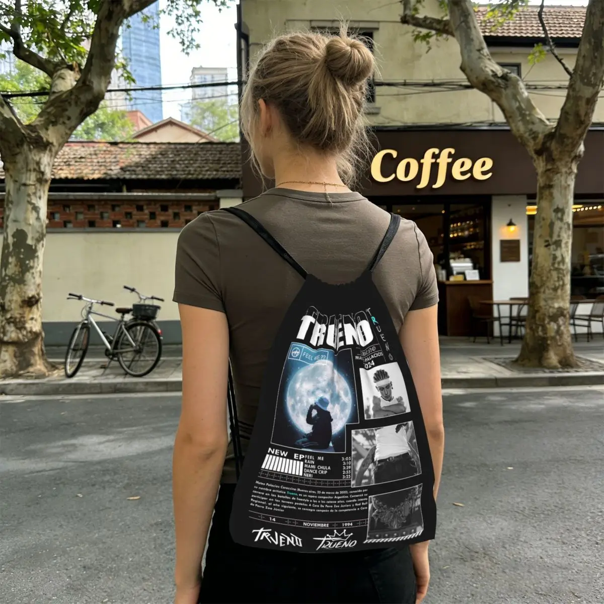 Funny Trueno Hip Hop Rapper Backpacks Portable Drawstring Bags Sports Bag Book Bags for Man Woman School