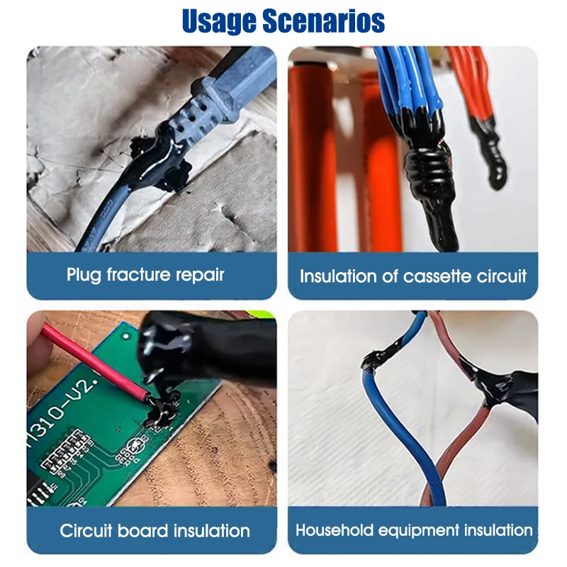 شريط كهربائي سائل مقاوم للماء راتنجات الايبوكسي غراء أسود معجون عازل مانع التسرب للأسلاك والكابلات غراء خط التثبيت سريع الجفاف #4