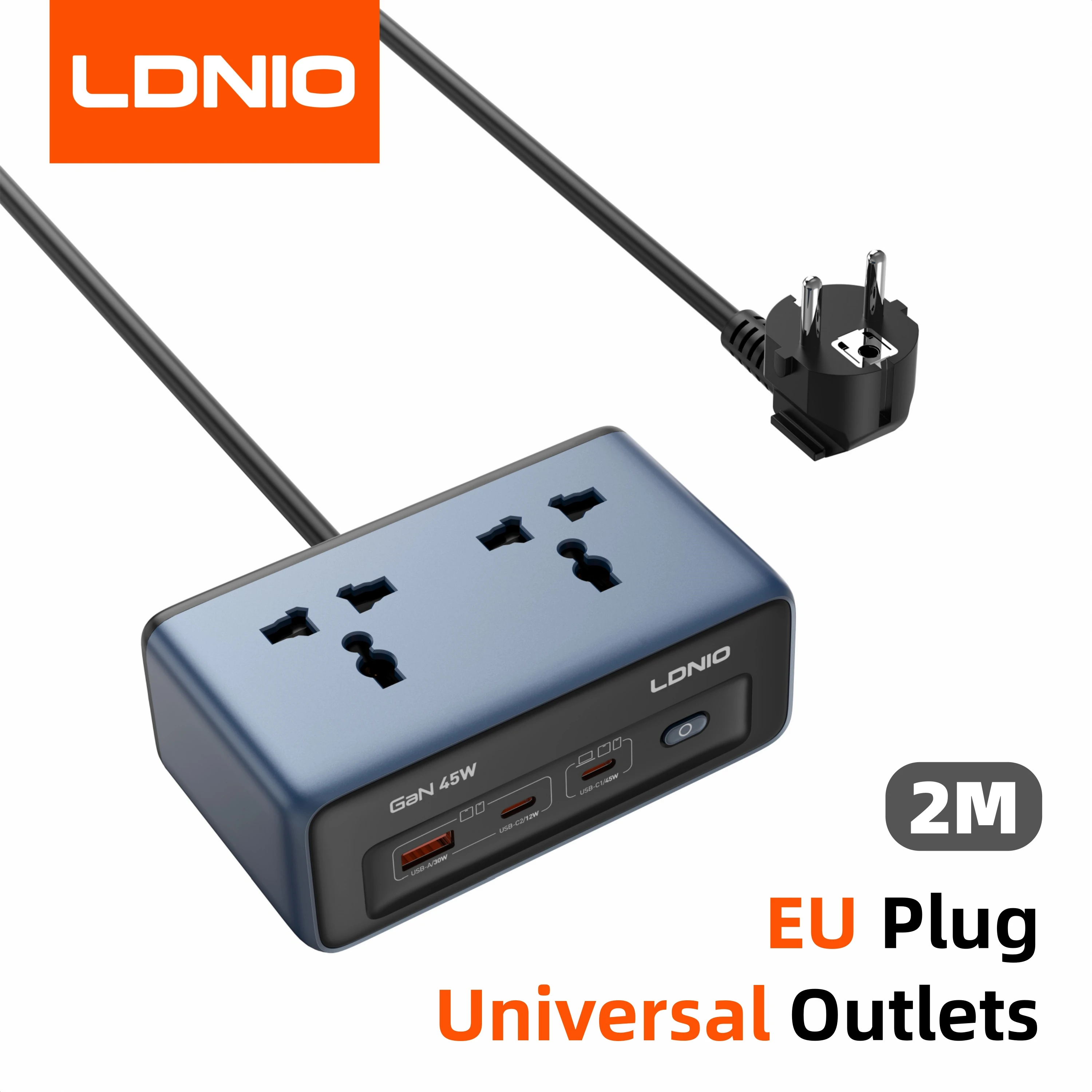 LDNIO Fast Charger Cube Power Strip with 2M Extension Cord