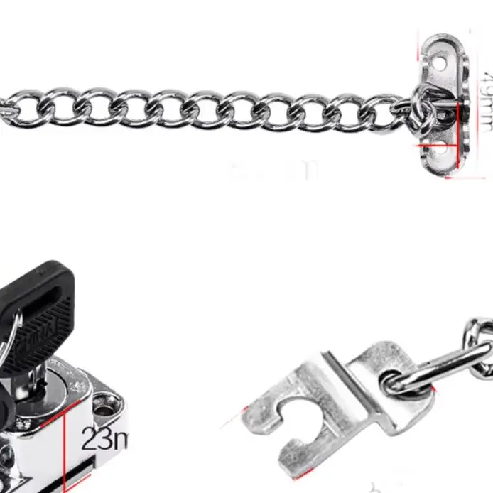 Stainless Steel Chain Window Lock Adjustable Length Key Security For Casement Sliding Tilt Turn Home Safety Door Hardware