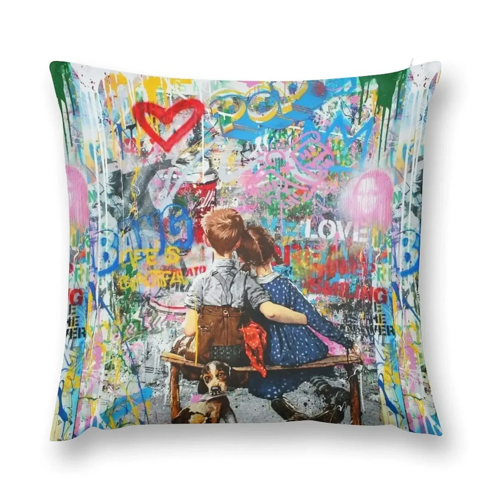 

Boy And Girl Urban Style Pop Art Collage Throw Pillow Cushion Cover Set pillow pillowcase pillow