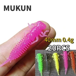 20 adet 40MM 0.4G yumuşak Larva solucan balıkçılık cazibesi biyonik silikon Flit Larva solucan yem Zander Pike bas için Trolling Wobbler