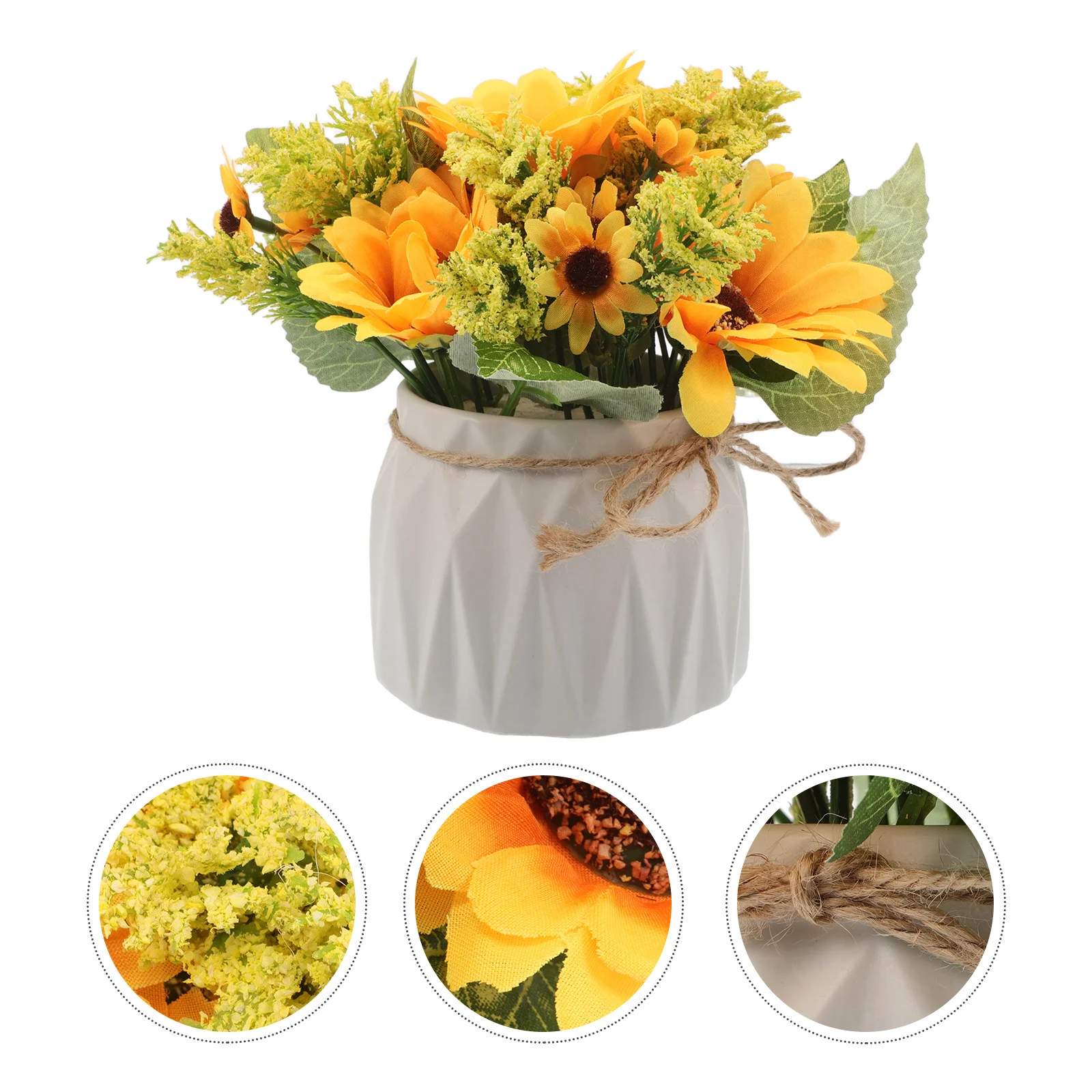 

Nordic Faux Flower Set Ceramic Vase Jute Rope Modern Home Decor Lifelike Artificial Plants No Maintenance 120cm