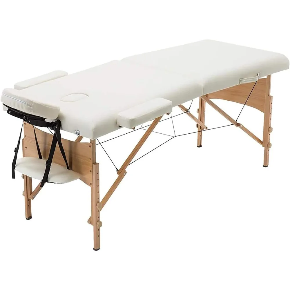 Professional Massage Table 73 Inch Long 28 Inch Wide Massage Bed Portable Spa Bed 2-Section Height Adjustable Therapy Table