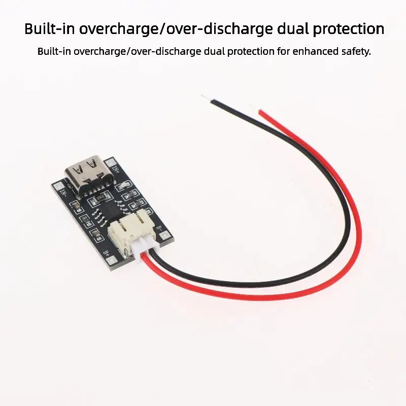 B*1/2 pcs Black TP4056 3.7V Lithium Battery Charging Module 1A Type-C Port PH2.0 Terminal Overcurrent Protection Board
