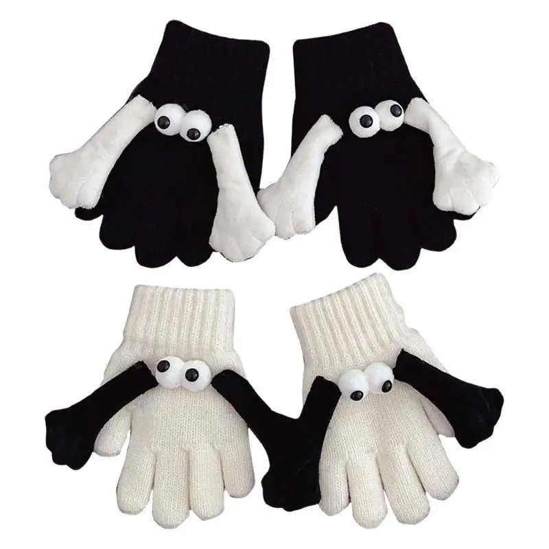 Womens Winter Gloves Magnetic Thermal Gloves Knitted Cold Weather Gloves Breathable Full Finger Gloves for Kids Adults Cycling