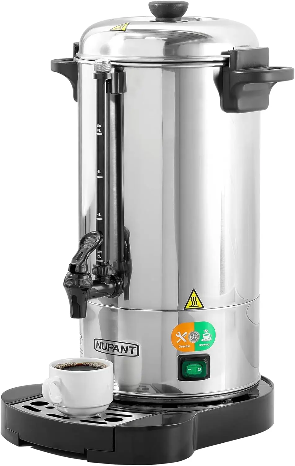 

Commercial Coffee Urn 50 Cup/8L Coffee Dispenser with Upgraded Percolator, 304 Stainless Steel Hot Water Urn Beverage