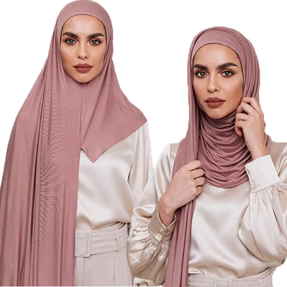 Hijab de Jersey instantáneo para mujeres musulmanas, hiyab de Jersey Premium precosido, sin Pin, Jesey, bufandas para la cabeza, pañuelo, pañuelo,