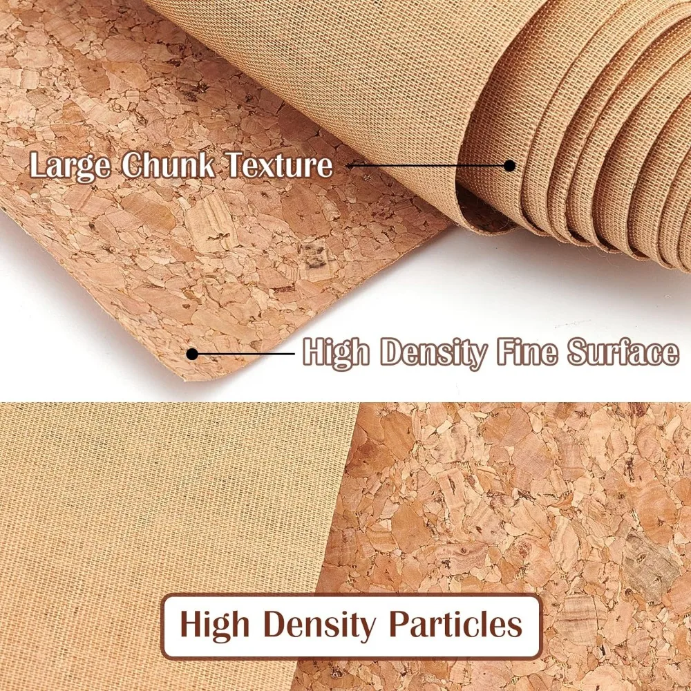 2 Roll 53x11.8inch Cork Fabric Sheets, PU Natural Real Cork Leather Fabric for Making Earring, Bag, Phone Cover