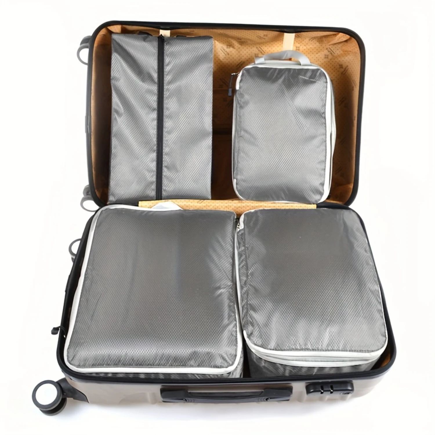 4pcs Travel Packing Cubes Set, Polyester Clothes & Shoes  Bags, Zipper Expandable Organizers, Luggage Packing Pouches