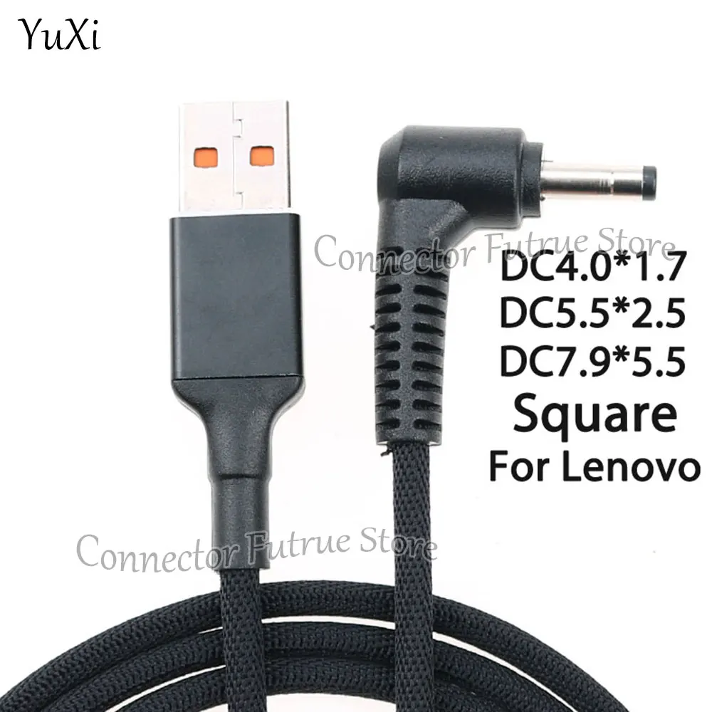 1Pcs USB type-A male to DC 7.9*5.5 4.0*1.7 5.5*2.5 mm Nylon Wire Power Adapter Cable Connector 65W For Lenovo Notebook 1.8m