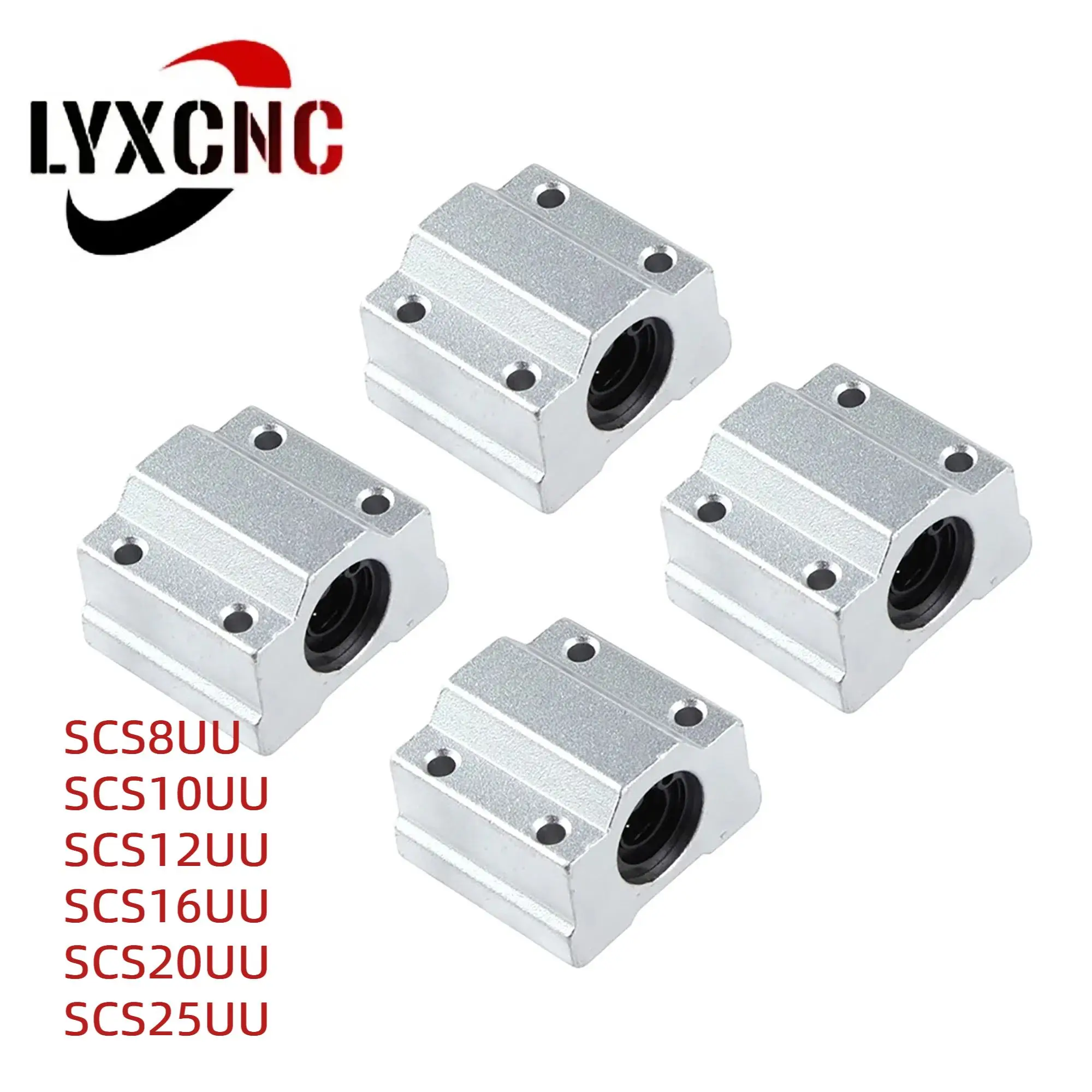 4PCS SCS8UU SCS10UU SCS12UU SCS16UU SCS20UU SCS25UU Linear Ball Bearing Block for CNC 3D printer shafts Rod parts