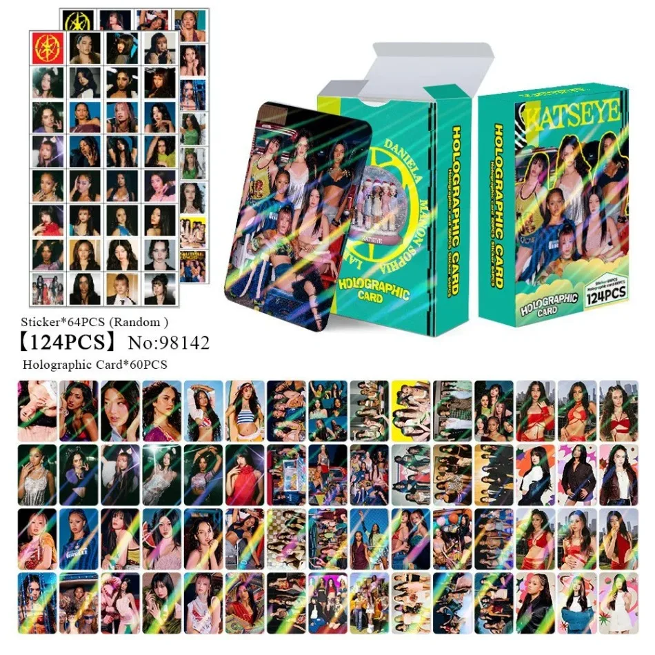 124 Spine Cards Printed by LOMO High-Definition Laser Around KATSEYE Laser Flash Card Star KPOP, Photo Cards and Fan Gifts.