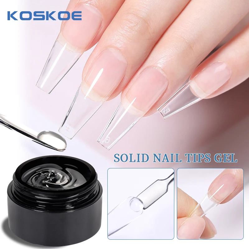 KOSKOE 5g Solid Nail Tips Gel Easy Stick Patch Adhesive Bond No-Flowing Modelling Tips Clear Solid Nail UV Extension Gel