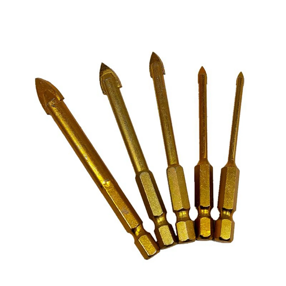5Pcs Multifunctional Glass Drill Bits Set 3mm 4mm 6mm 8mm 10mm Hex Shank for Ceramic Tile Marble Mirror Glass Cutter