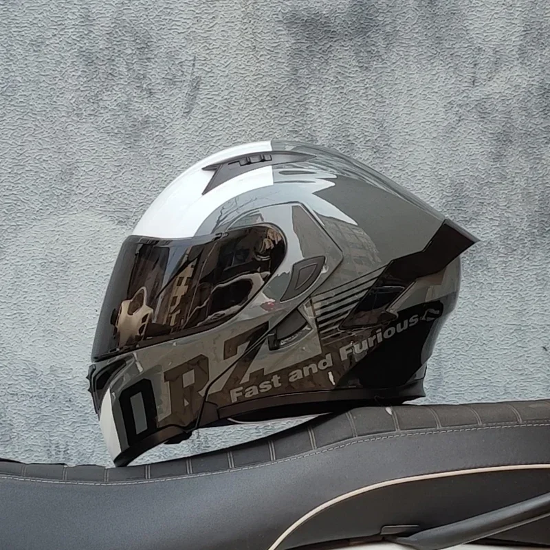 Hochwertiger Dual Lens Flip Up Rennhelm Motorrad helm Punkt zertifiziert casco abierto de moto para hombre