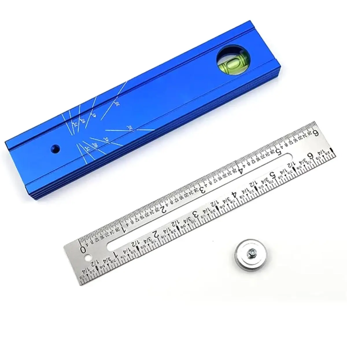 【COUNTDOWN DEAL】 Multi-Angle Scriber Marking Tool with Bubble Level, Magnetic Aluminum Alloy Angle Finder for Woodworking