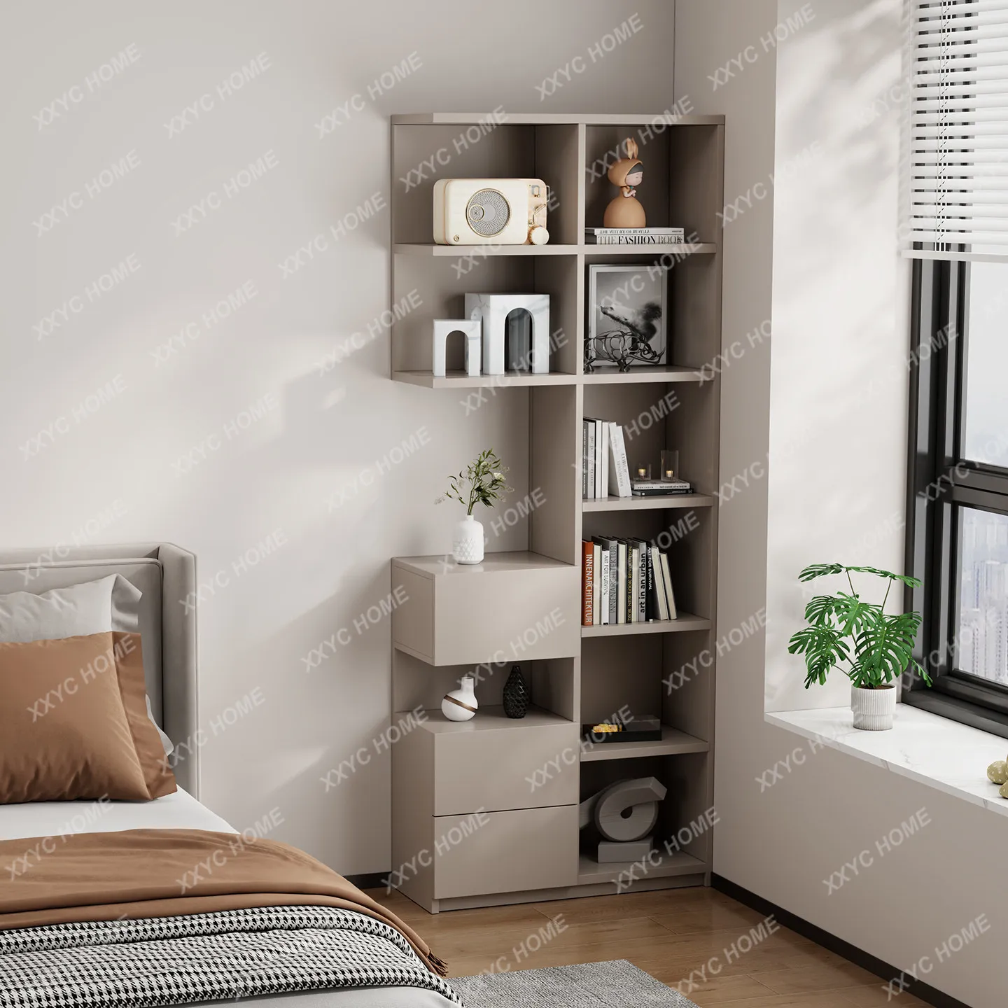 Study corner bookcase, wall-mounted integrated bookshelf, children's room storage rack