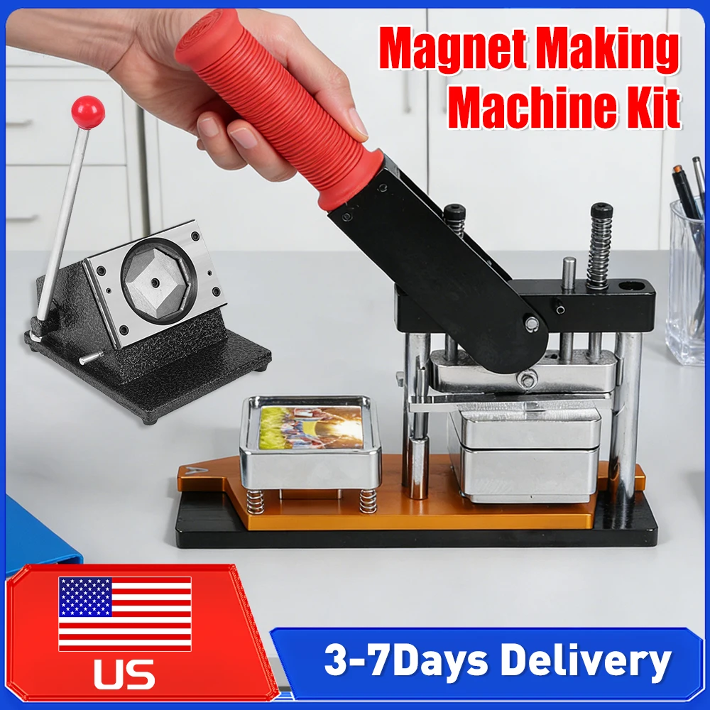 

DIY Fridge Magnets Machine Square W/100 Set Making Supplies Paper Cutter Photo Magnet Badge Press Kit for Crafting Home Business