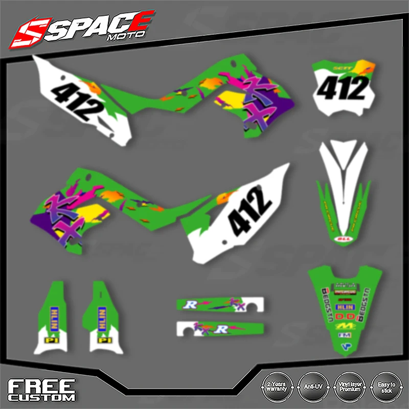 

SPACE Motorcycle Graphics Decals Stickers for KAWASAKI 2003 2004 2005 2006 2007 2008 KX125 250 Decals Stickers Kits 002