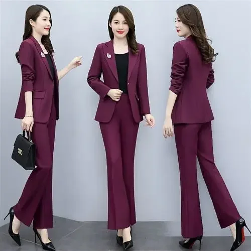 Outfit Wide Leg Trouser Suit Blazer e Womens 2 Pant Sets Branco Two Piece Set Calças para Mulheres Negócios Formais Sexy Elegante Xxl D