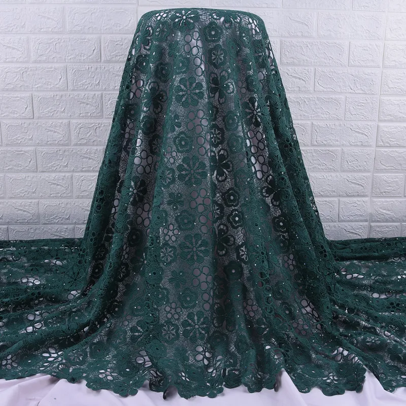 Nigerian Cord Lace Fabric Crystals 5Yard African Guipure Lace Fabric 2024 High Quality Luxury Wedding Dress for Women A2107