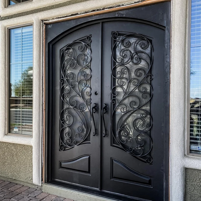 Skyland Modern Iron Door Designs Double Front Doors For Entry Security Main Entry Wrought Iron Door