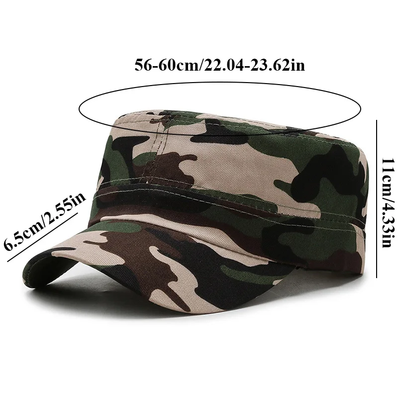 New 1Pcs Camouflage Baseball Caps Cadet Flat Top Hat Fishing Hat Outdoor Men Women Snapback Hat Adjustable Sun Hats Fashion Hats