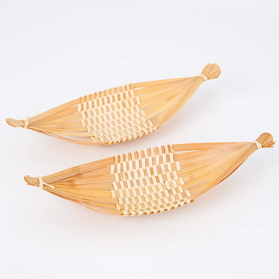 Cesta de frutas tejida de bambú en forma de barco, bandeja de almacenamiento para sala de estar, cesta para aperitivos, plato de fruta seca, organizador de cocina ecológico