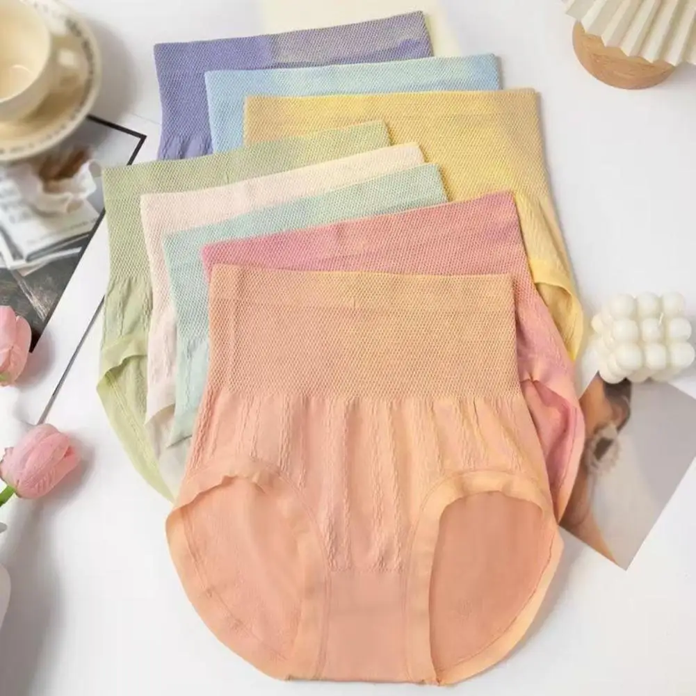 1/7 ชิ้นผู้หญิงสามเหลี่ยมไม่มีรอยต่อขนาดใหญ่เอวสูงชุดชั้นในท้อง Breathable สบาย Perfect Fit ชุดชั้นใน