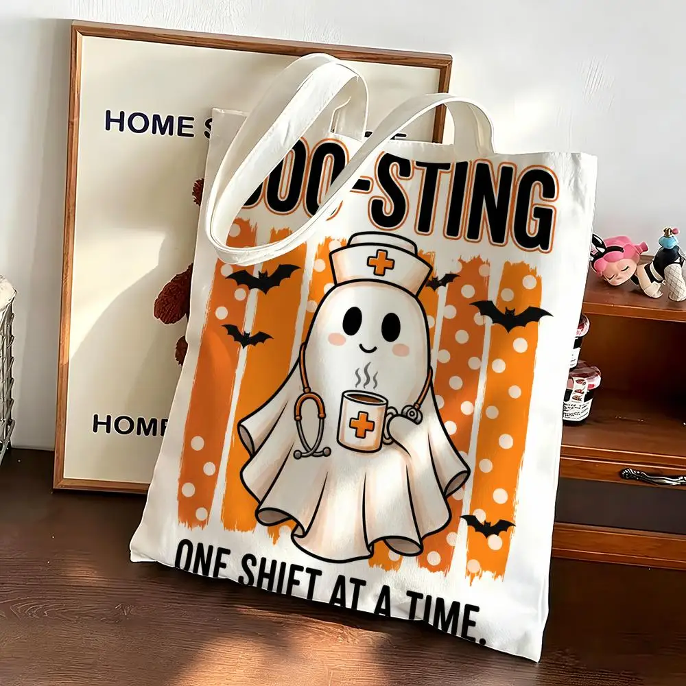 Halloween Nurse Storage Bags Canvas bags are suitable for going to class, shopping, gifts, and commuting