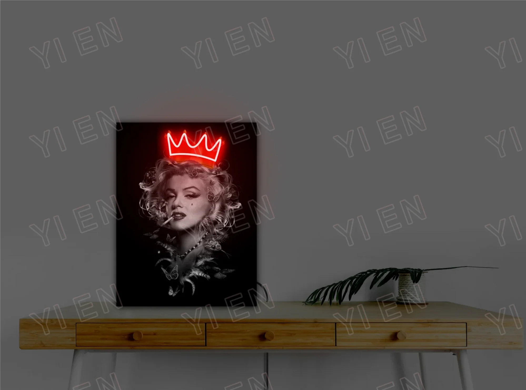 Imagem -03 - Sinal de Néon Coroa Feminina com Arte Led Neon Art Print Mulher Pop Art Artwork