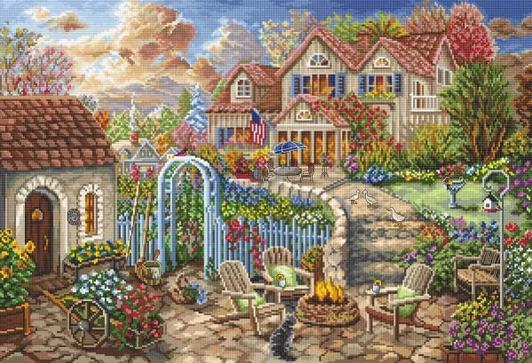 

43-Let 8026 country house 64-47 Cross Stitch Kit Cross stich Kits Homfun Craft Cross Stich Set Painting Decorations For Home