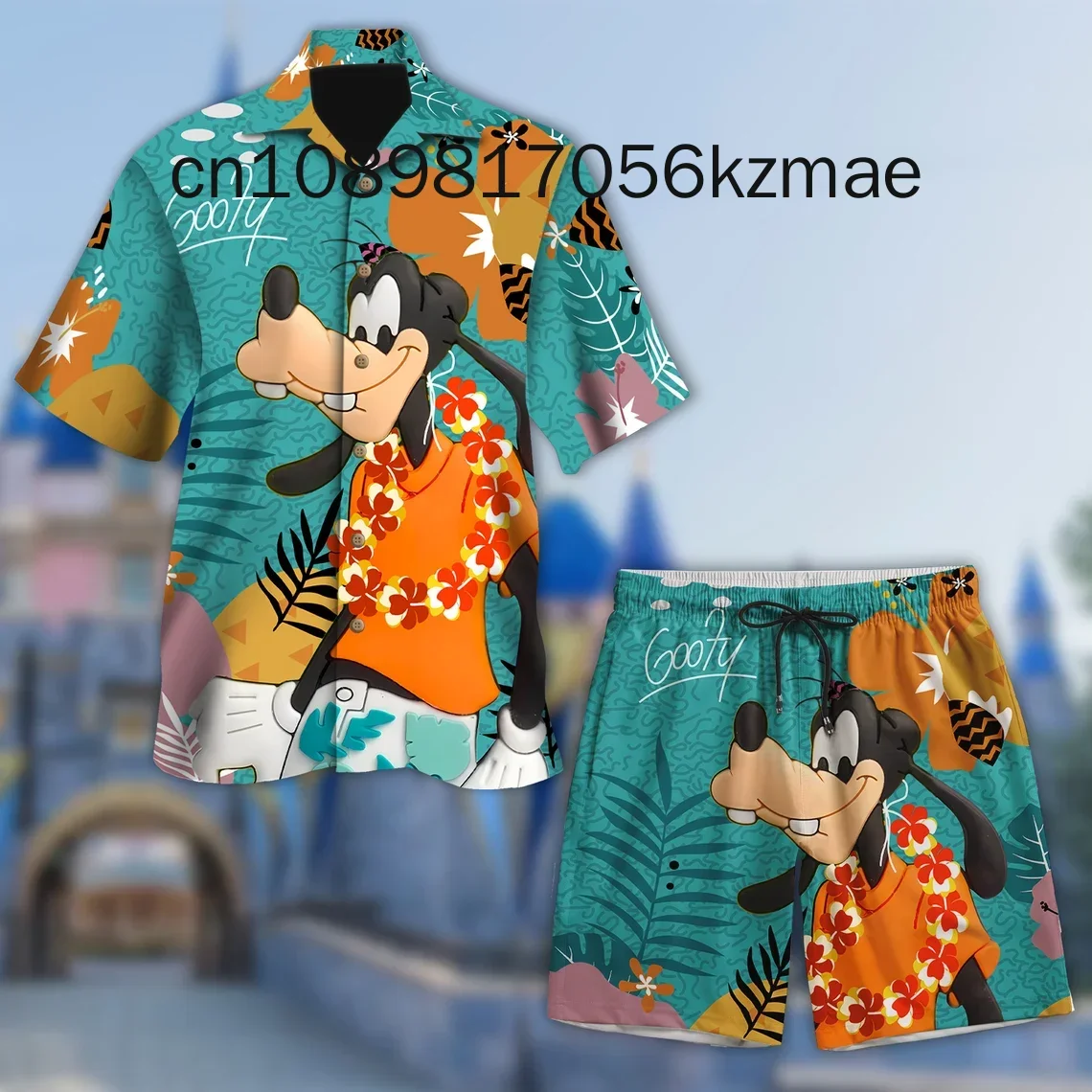 Disney Marie Cat Hawaii Shirt Shorts Set Casual Beach Vacation Short Sleeve Set Disney Beach Shorts Retro Button Shirt