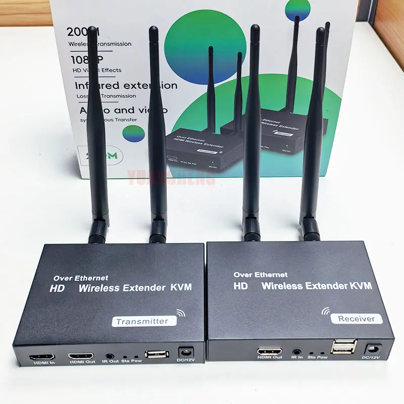 

200M Wireless 1080P HDMI-compatible Extender Screen Share Video Transmitter and Receiver 1 To 2 3 4 Adapter DVD Camera PC To TV