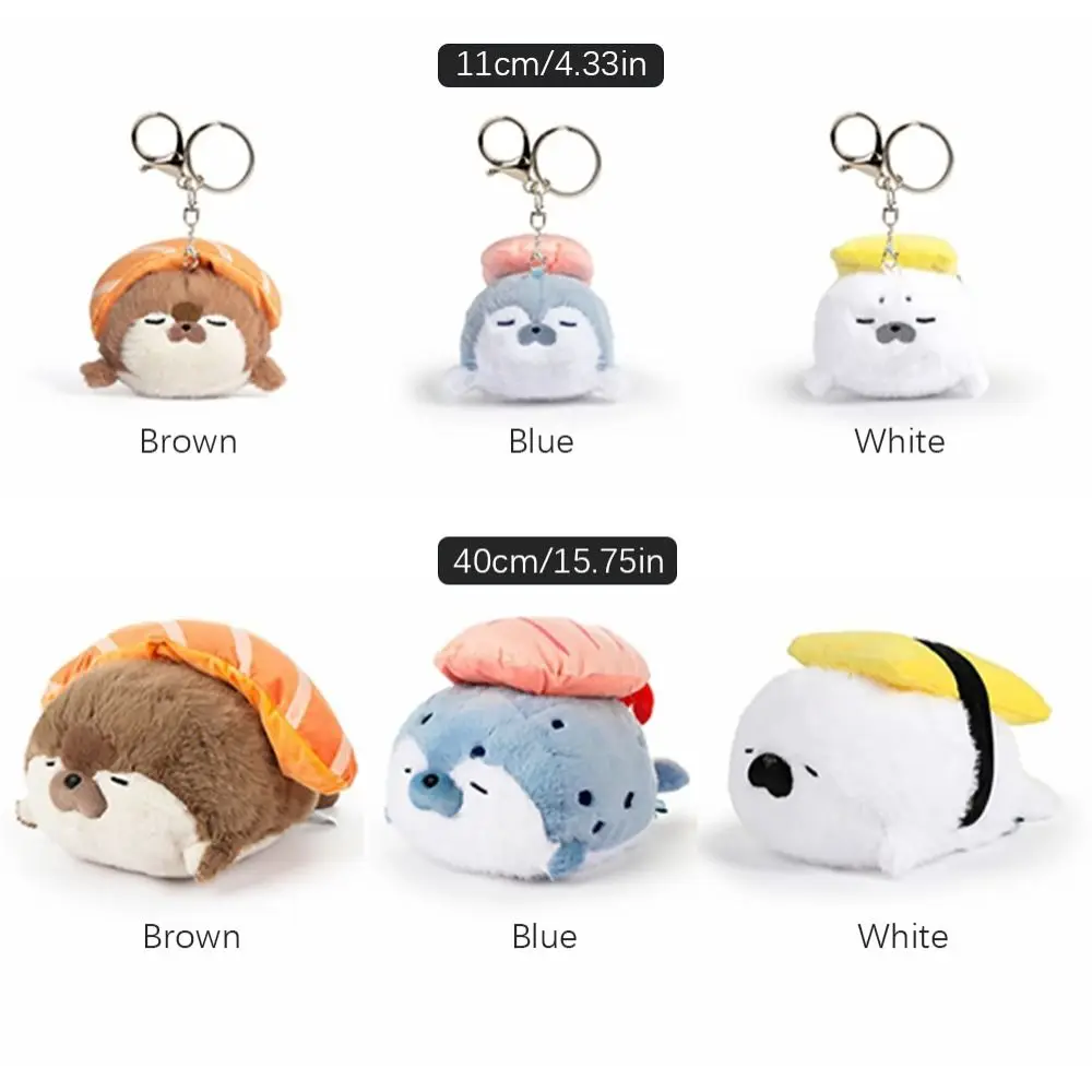 Kawaii Plush Fluffy Doll 11CM/40CM Brown/Blue/White Keychain Sea Otter Bag Ornaments