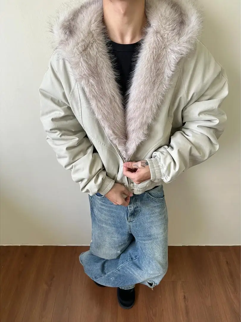 

Thickened Short Cotton Jacket with Fur Collar for Men And Women Warmth And Style Winter Casual Wear Cleanfit Style Pure Color