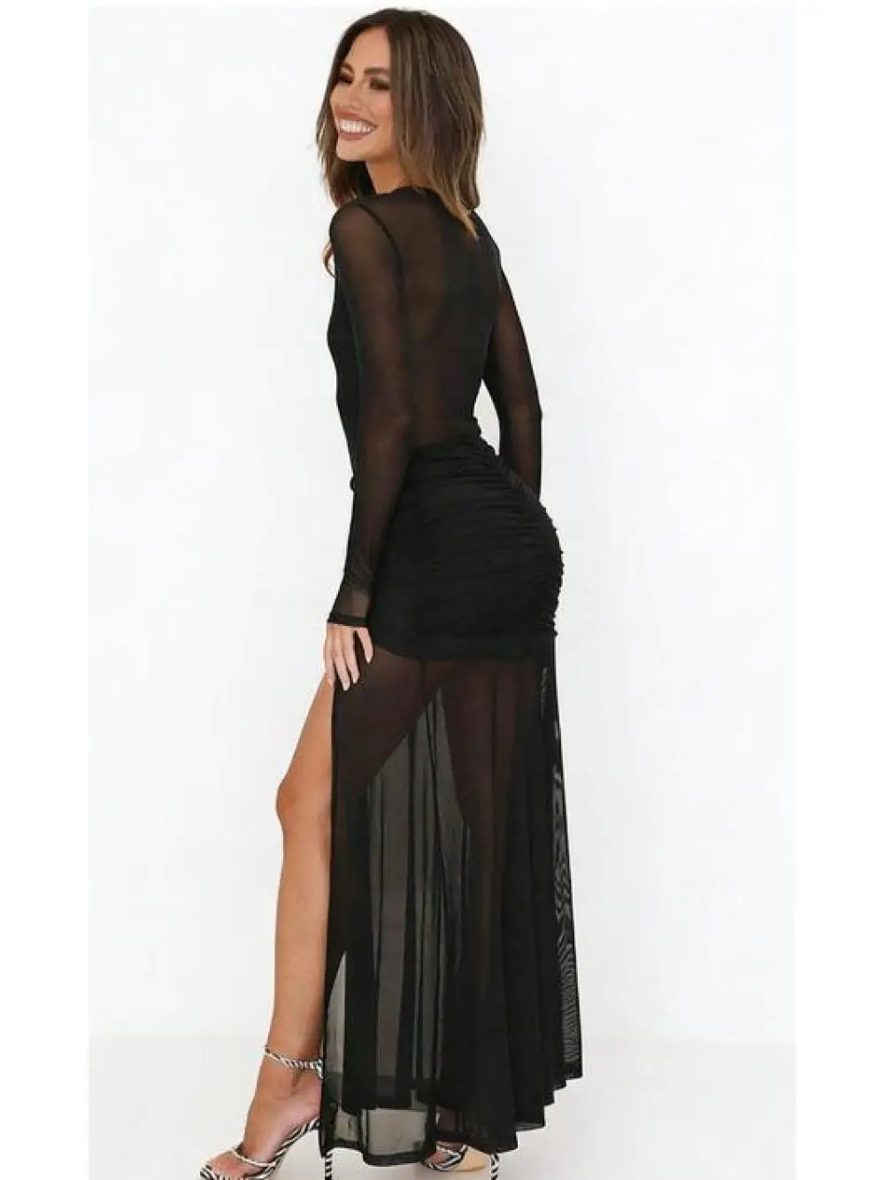 Élégance du nouveau produit printemps et automne 2026, pli rétractable, coupe serrée, Look maigre, Collection de taille, épissage en maille, Micro Tran