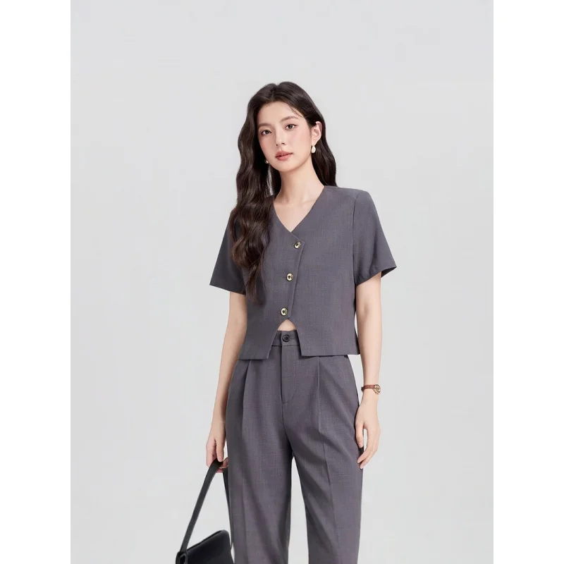 

Korean-style short suit for women2026Spring and summer new high-end, elegant, professional two-piece suit for women