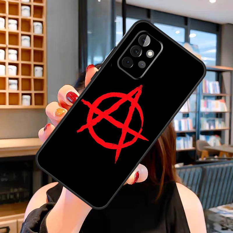 Anarchie symbol ein Fall für Samsung Galaxy A14 A34 A54 A13 A33 A53 A73 A52S A51 A71 A12 A22 A32 A42 A52 Abdeckung