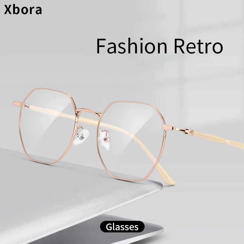 Xbora 2024 Women's Luxury Retro Multilateral Prescription Glasses for Men Luxury Casual Ultra Light Optical 5887