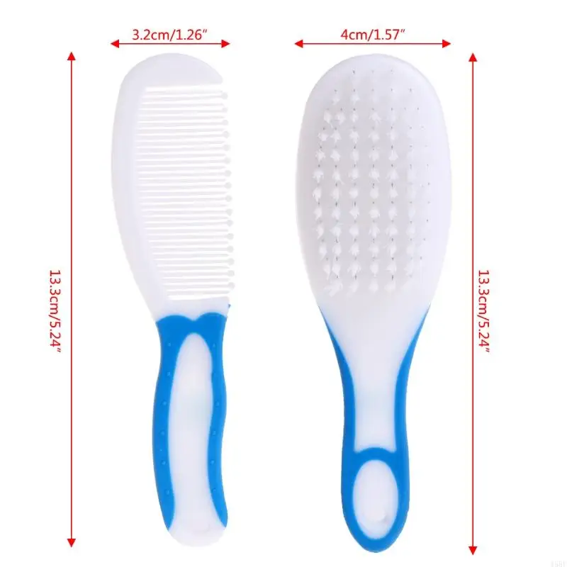 45BF Baby Comb and Brush Set Nursing Supplies Bathing Washing Hair Soft Bristle Round Tip Safe for Head Massage