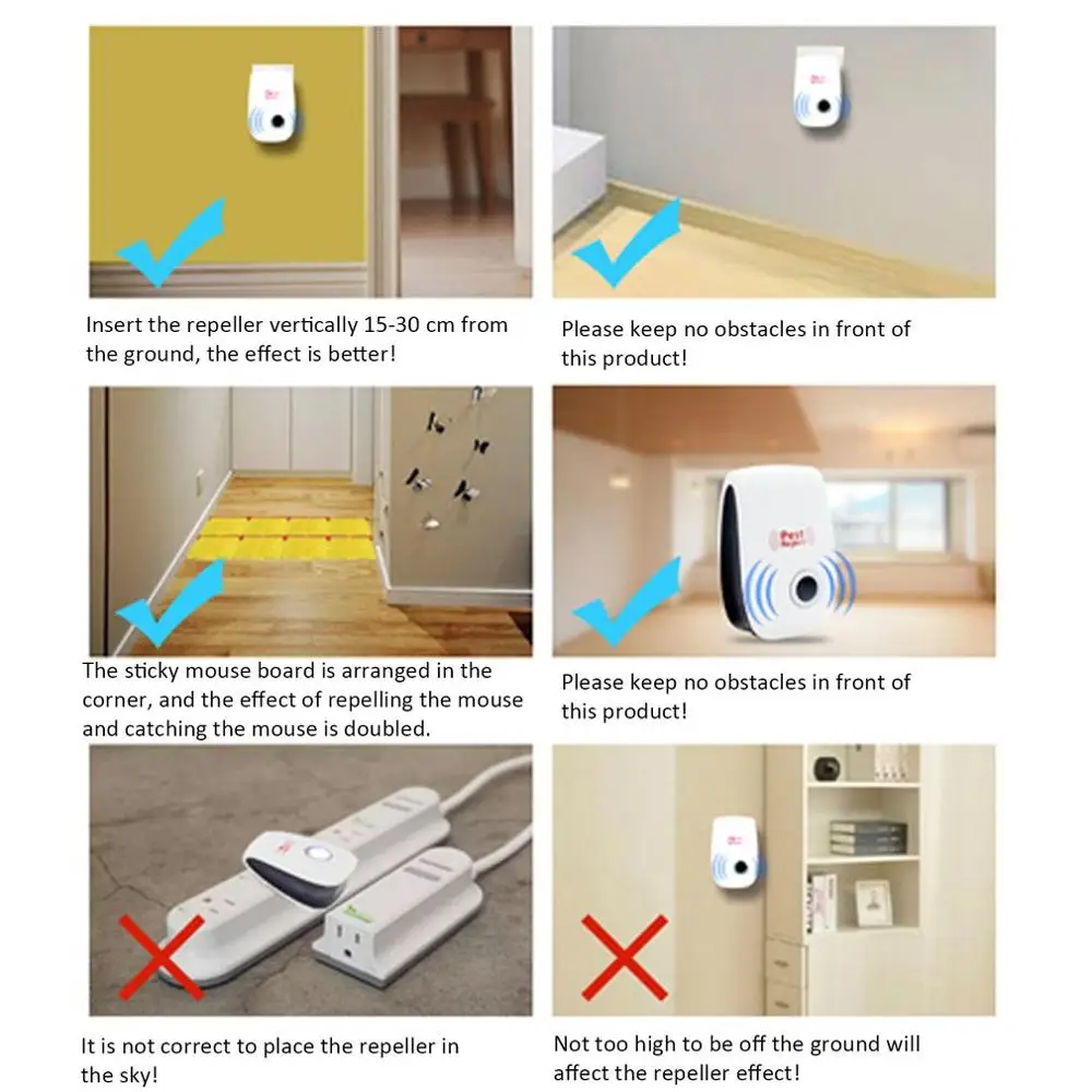 Ultrasonic Mosquito e repelente de insetos, Mouse Spider, Home Pest Control, seguro e silencioso